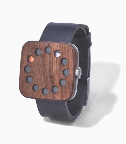 wood watch in black